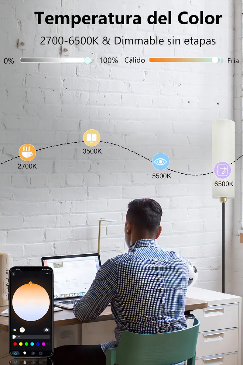 Lampara De Pie Moderna Rgb Minimalista M